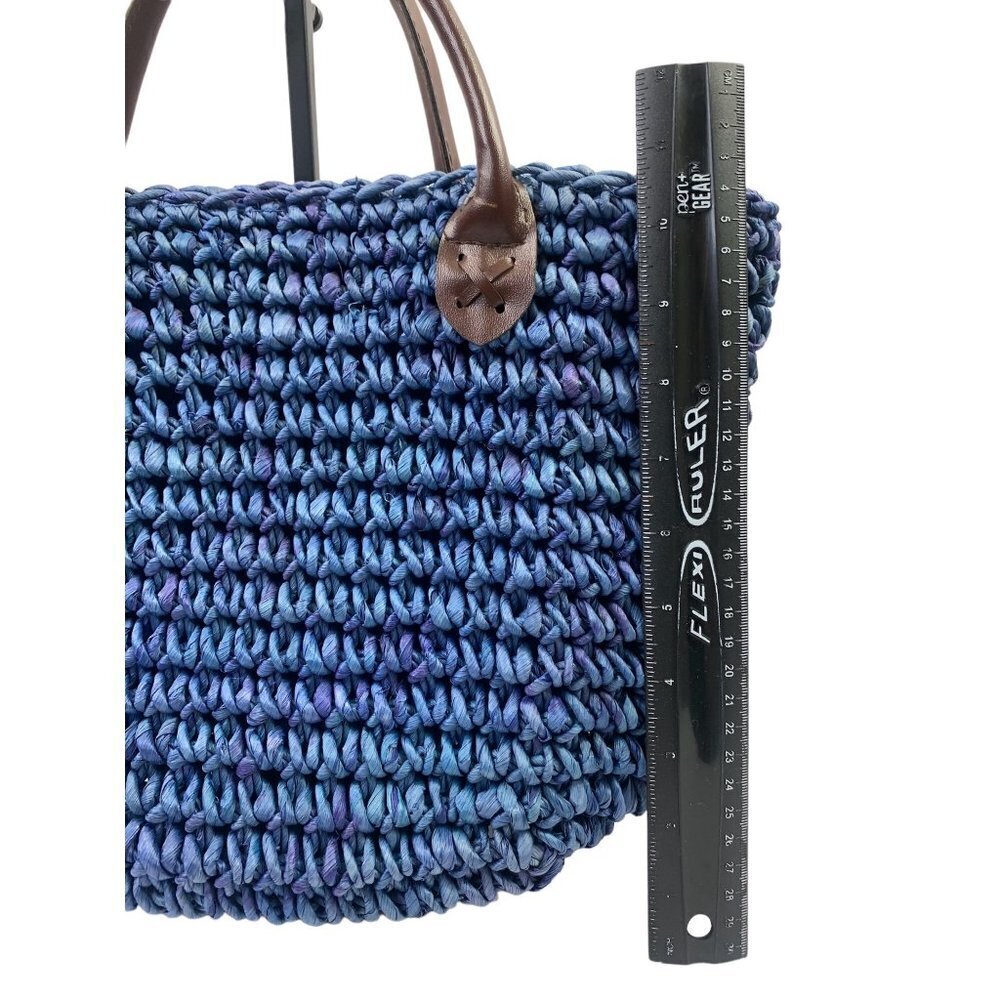 Women's Blue Wicker Handbag - Picture 7 of 7